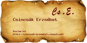 Csincsák Erzsébet névjegykártya